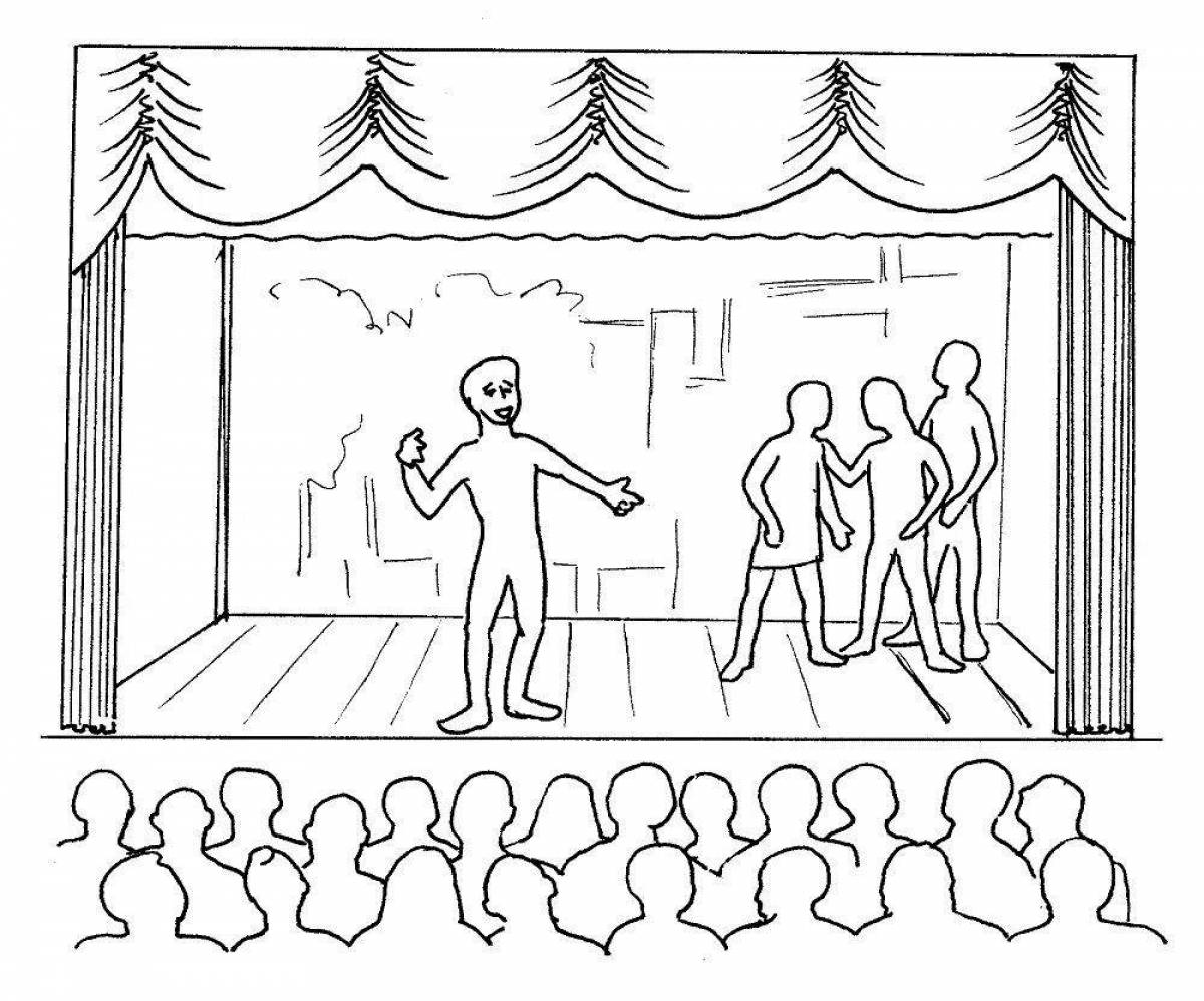 Exquisite junior theater stage coloring page