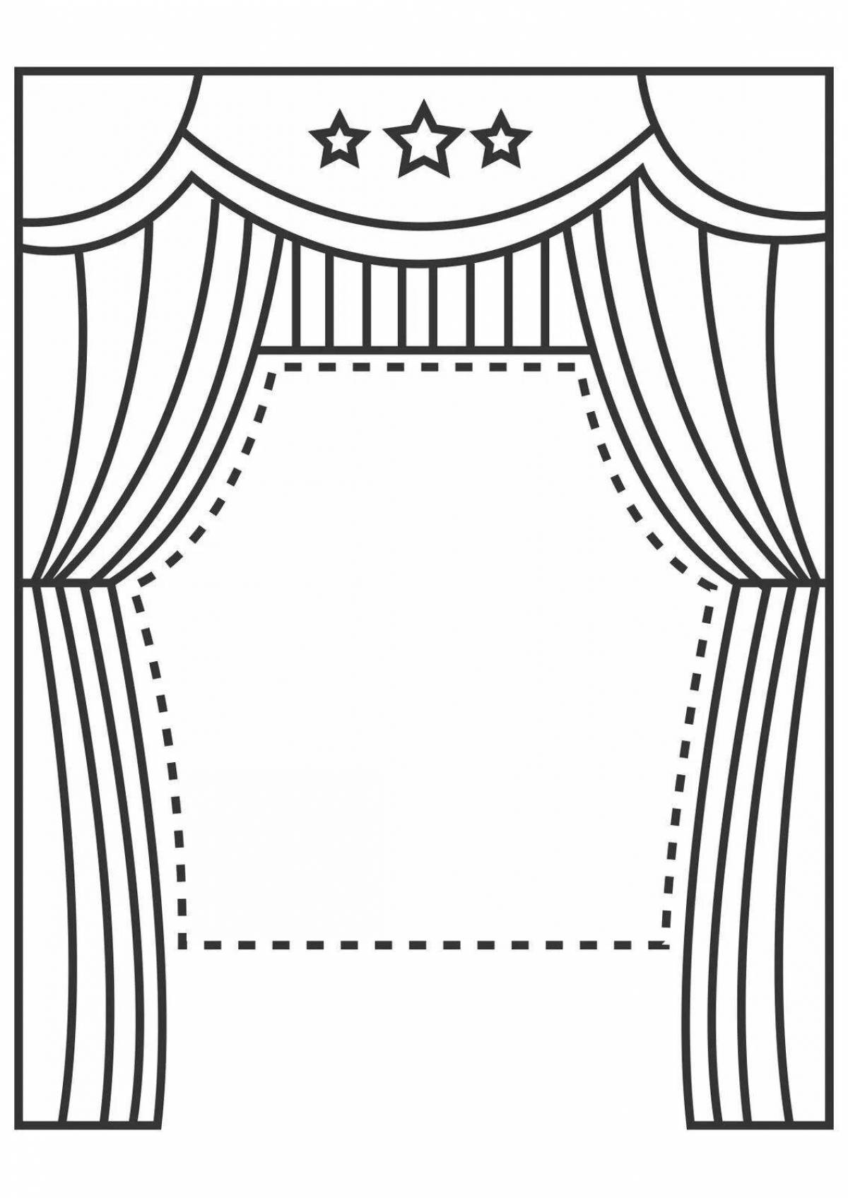 Cute theater scene preschool coloring book