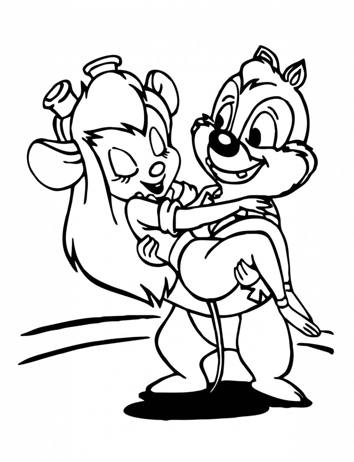 Animated chip and dale nut coloring page