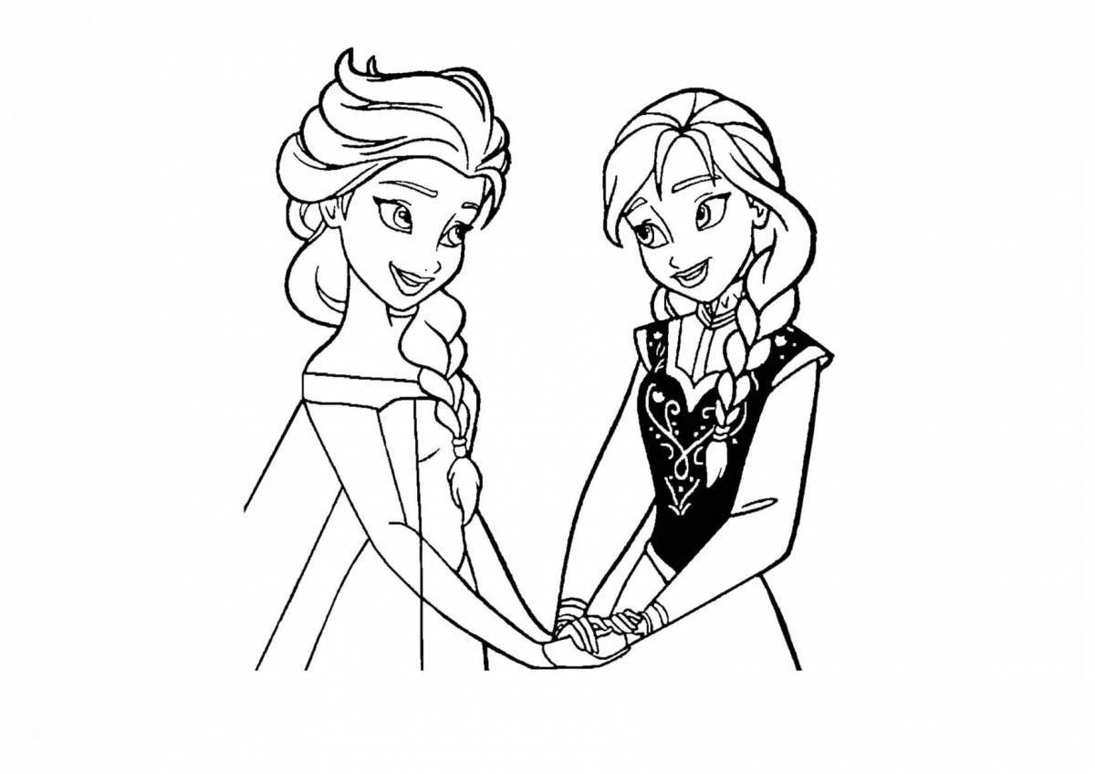Radiantly coloring page elsa and anna color