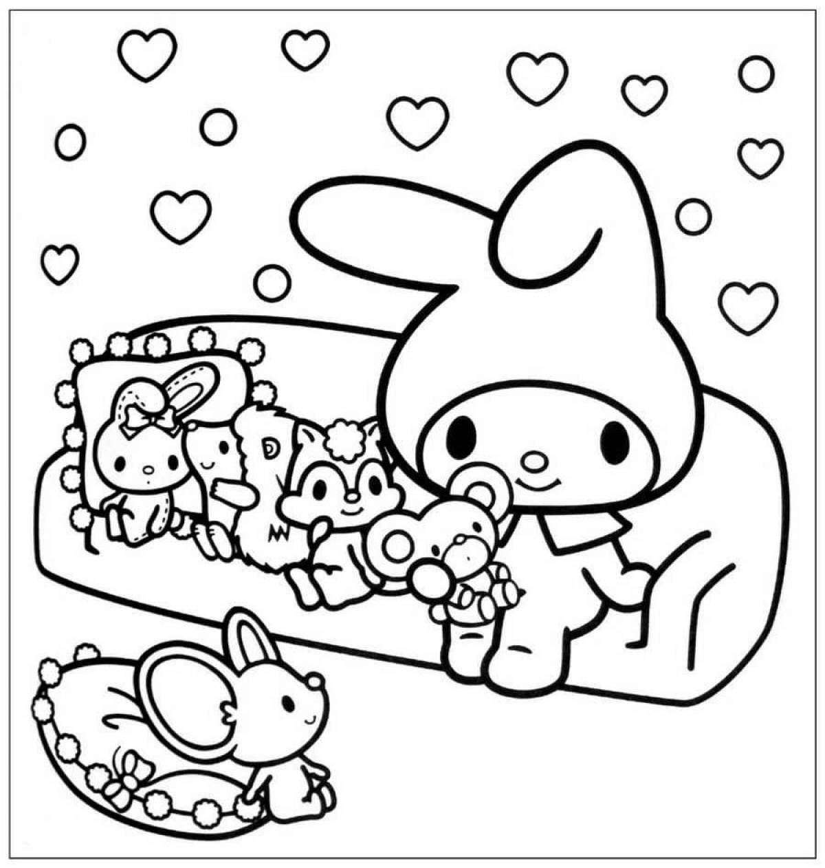 Holiday may melody hello kitty coloring page