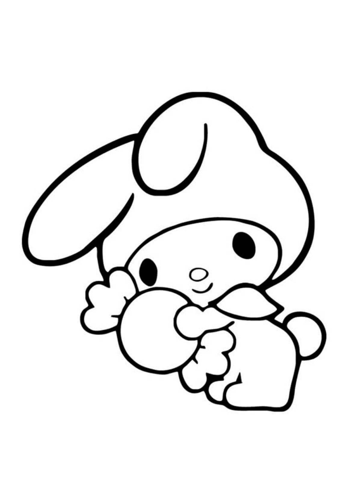 Glowing May melody hello kitty coloring page