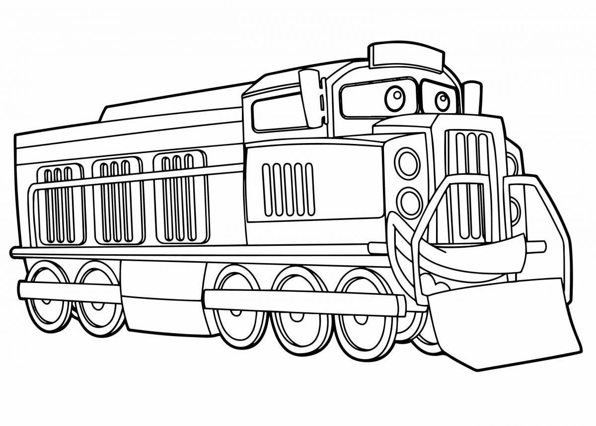 Bright electric locomotive coloring book for kids