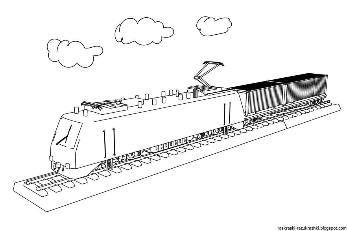 Cute electric locomotive coloring book for kids
