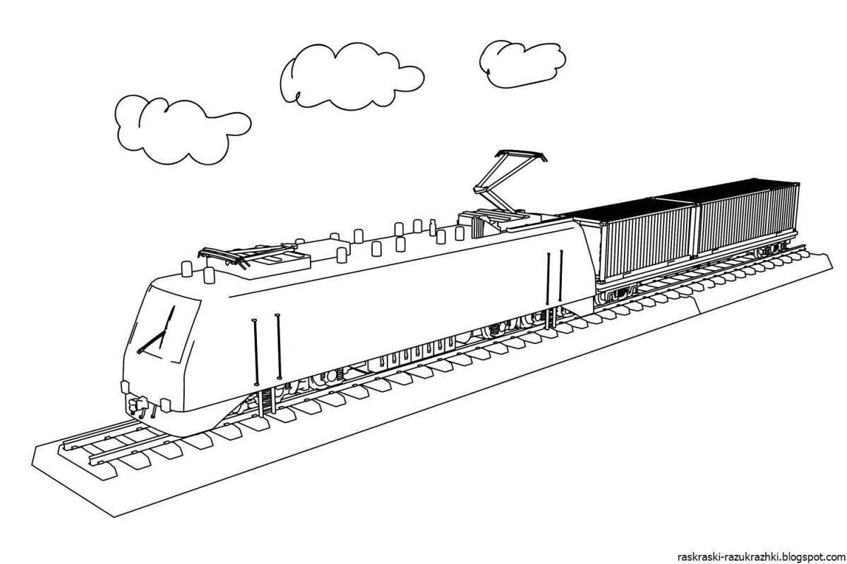 Милый электровоз раскраска для детей