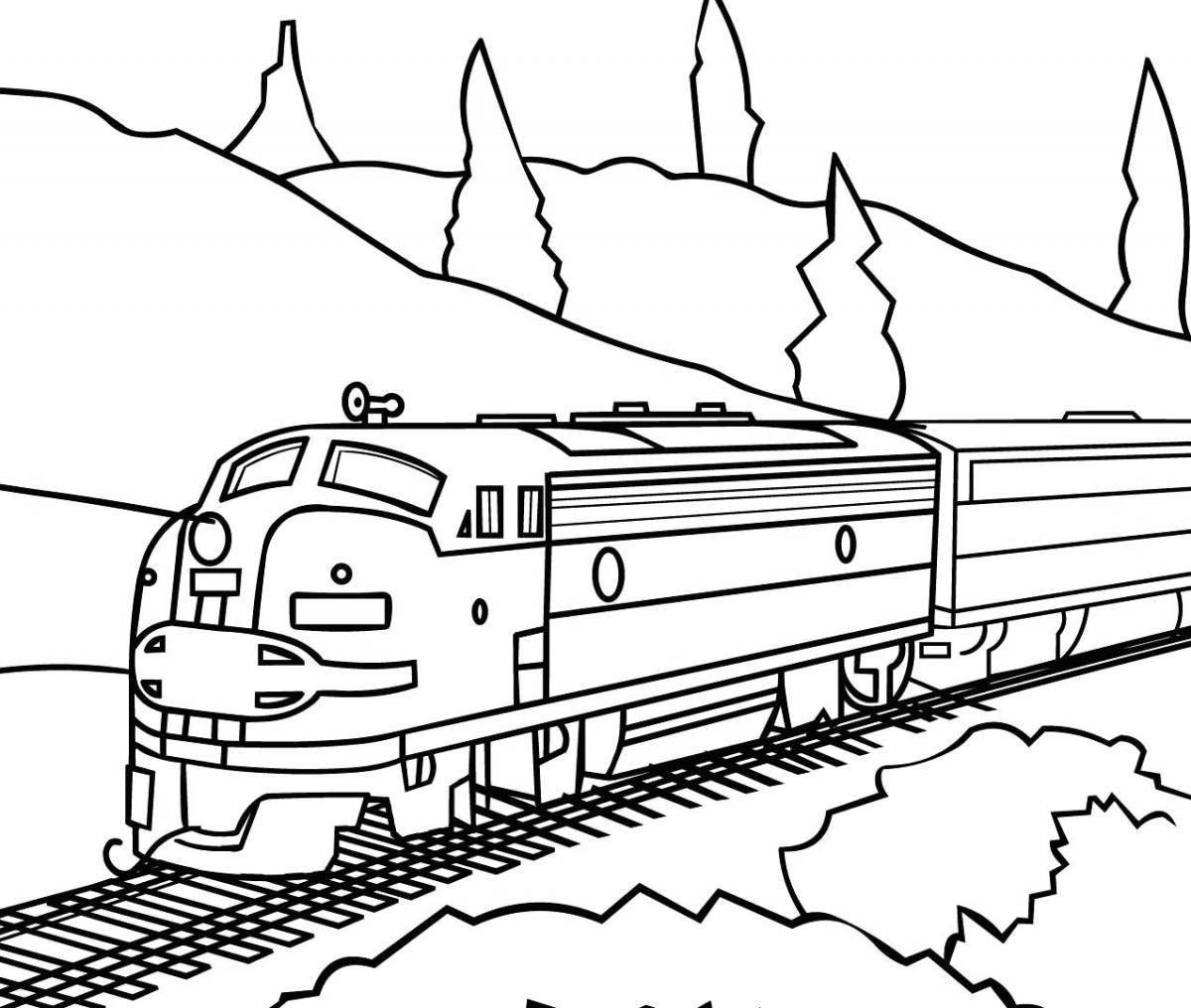 Cute locomotive coloring book for kids