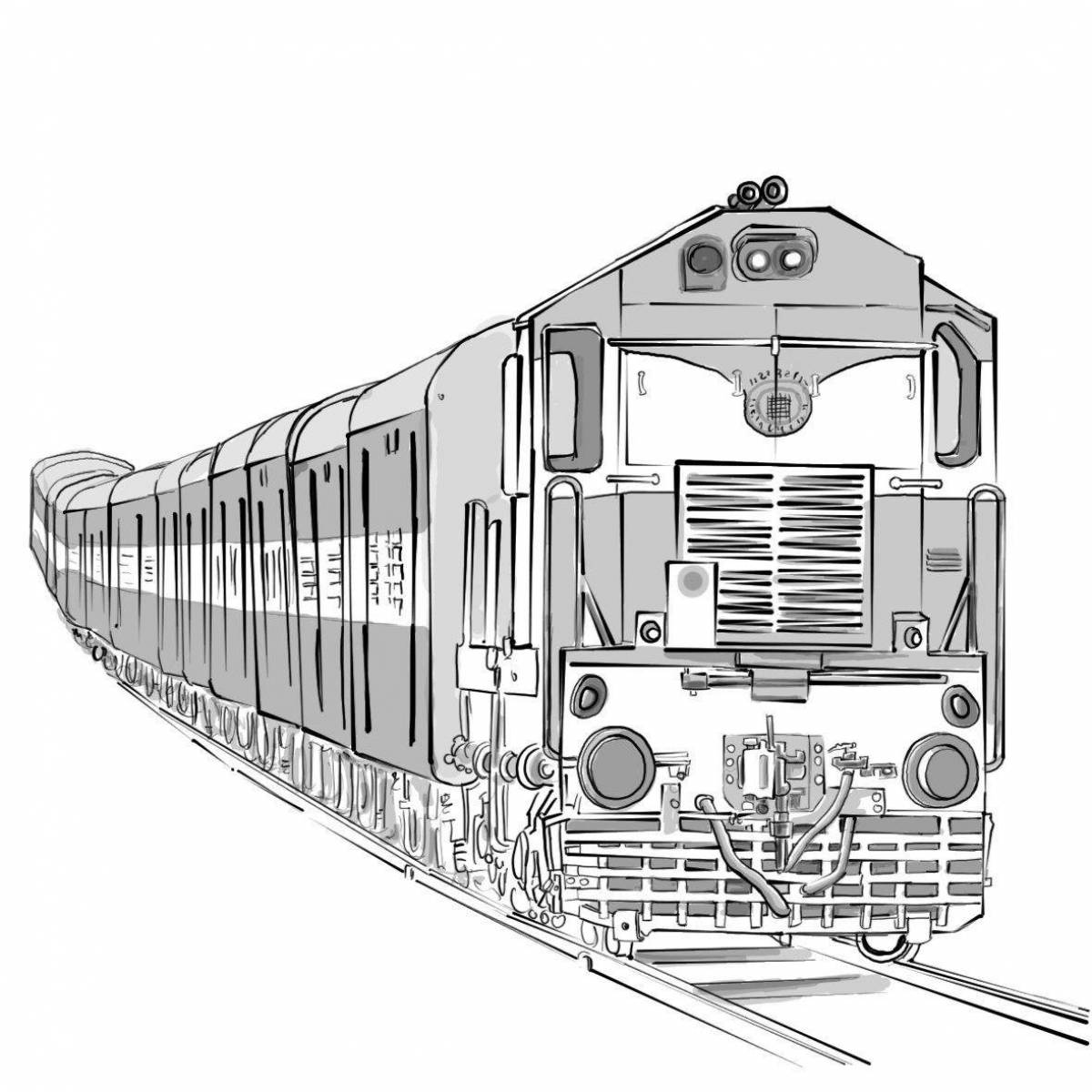 Adorable electric locomotive coloring page for kids
