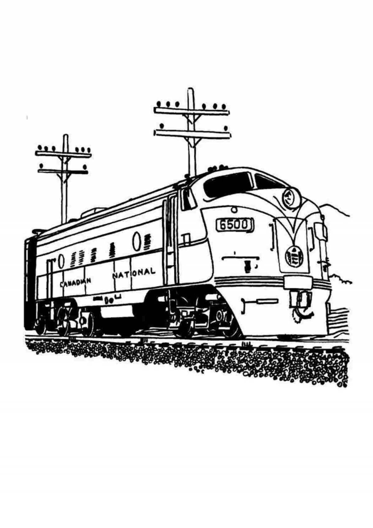 Adorable electric locomotive coloring book for kids
