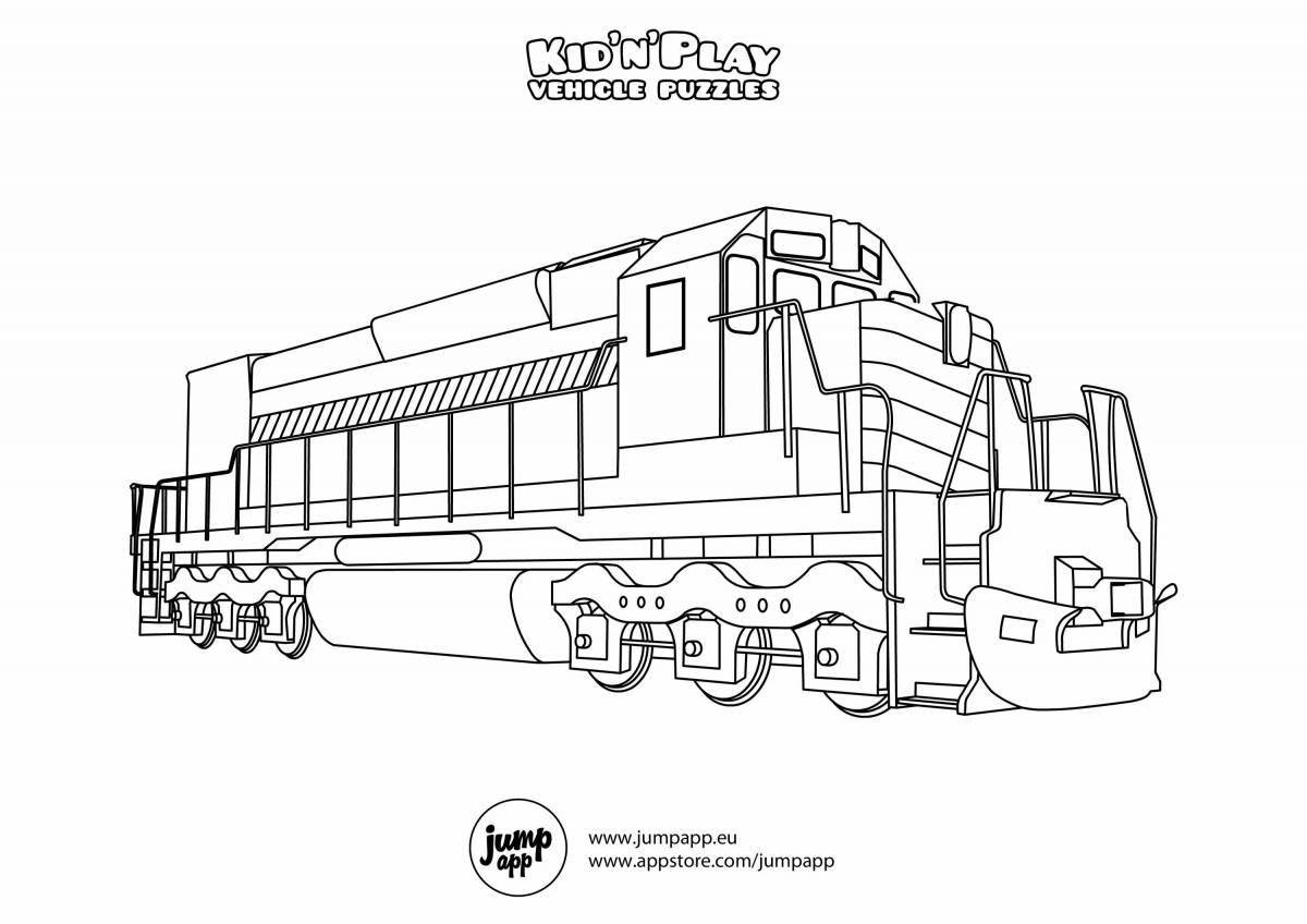 Coloring electric locomotive for children
