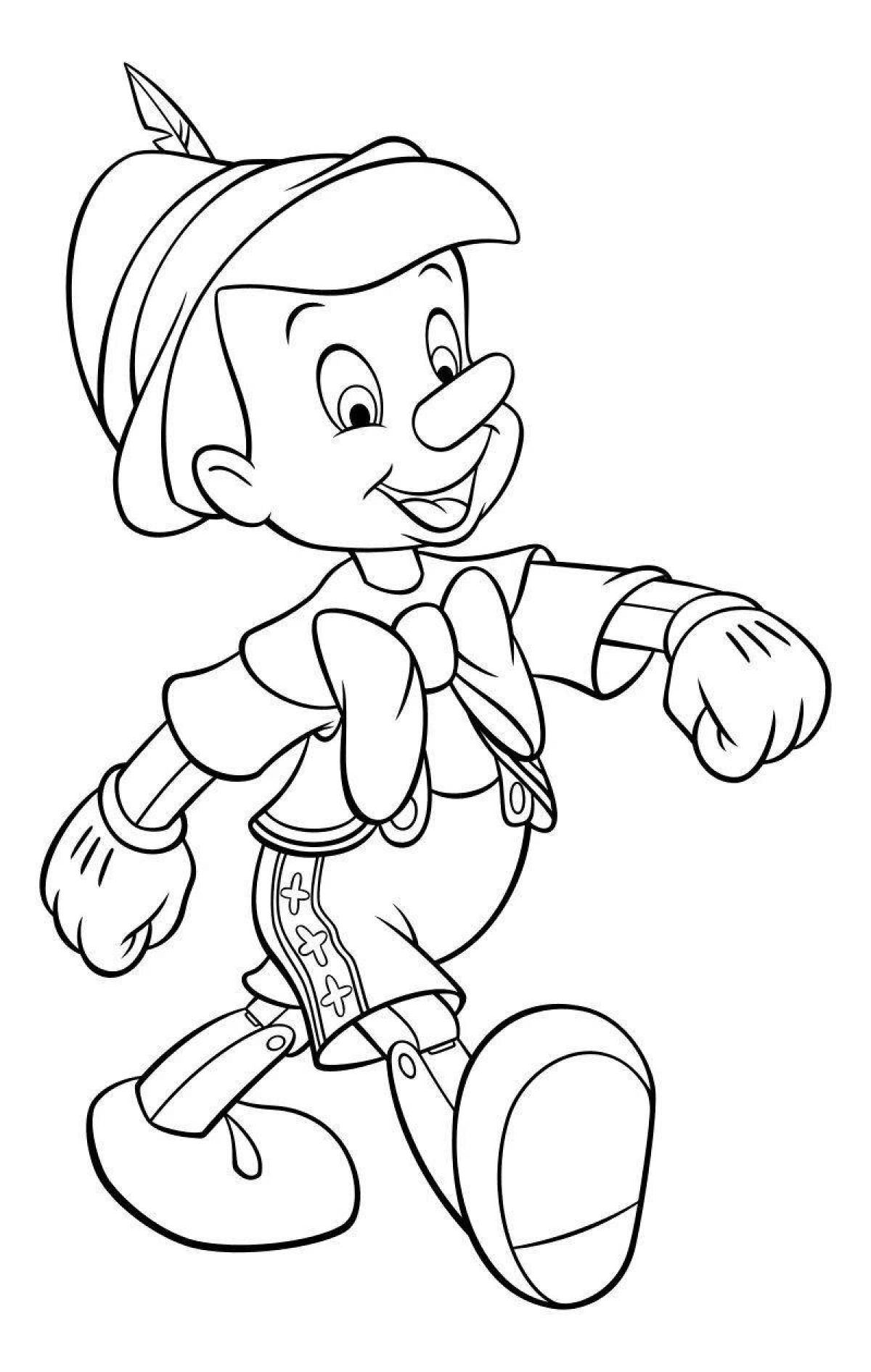 Colorful pinocchio coloring book for kids