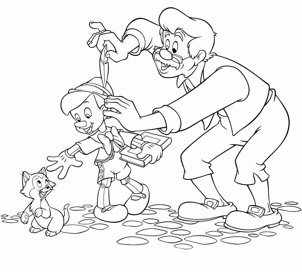 Pinocchio fun coloring book for kids