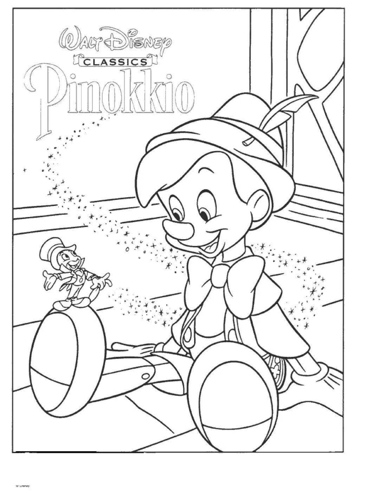 Цветная раскраска пиноккио для детей