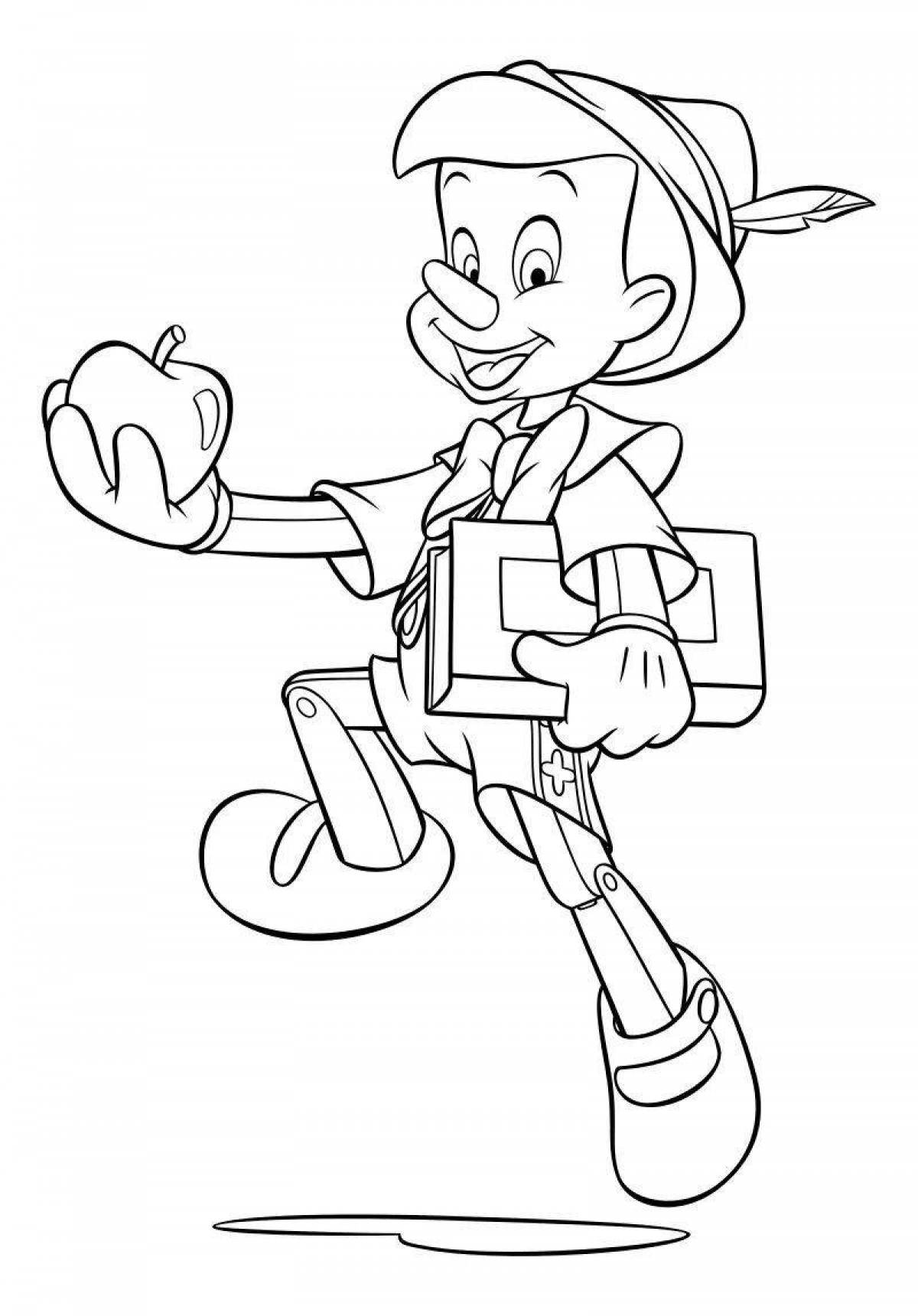 Pinocchio coloring pages with crazy color for kids