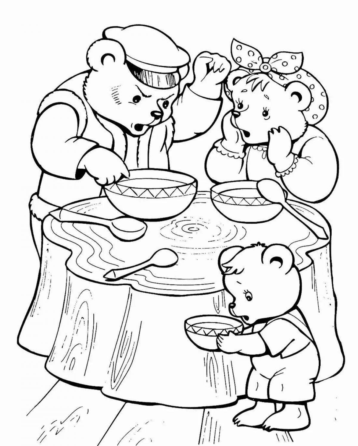 Милая раскраска 3 медведя для детей