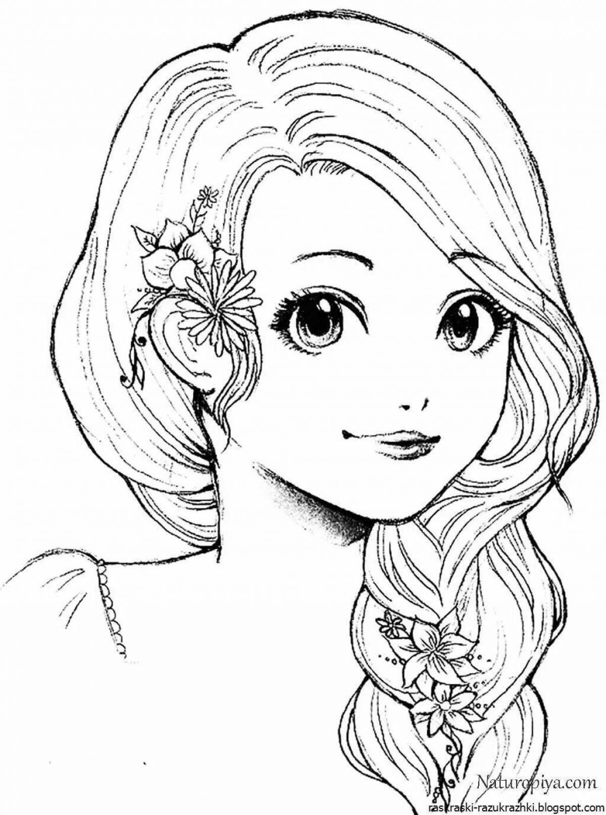 Serene coloring book for girls