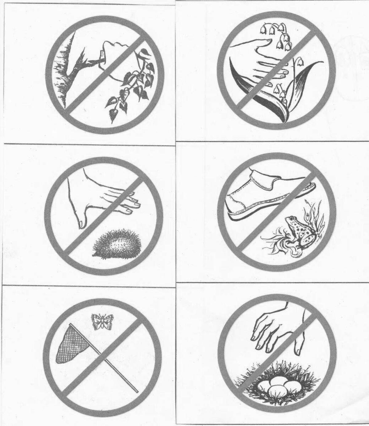 Grand coloring page rules of conduct in nature