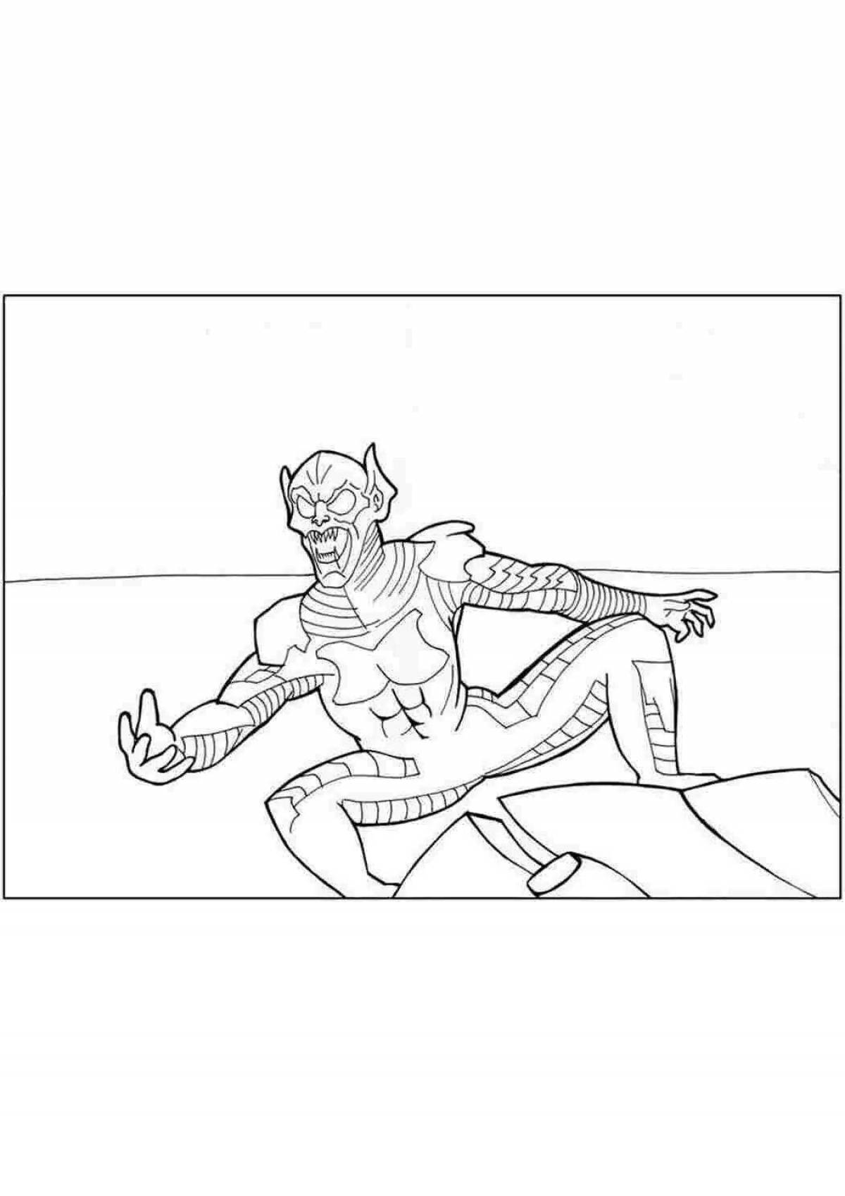 Coloring page bright spider-man and goblin