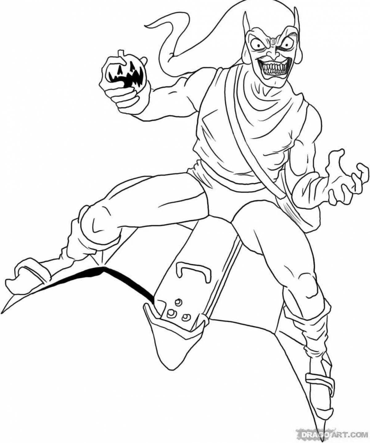 Majestic spider-man and goblin coloring page