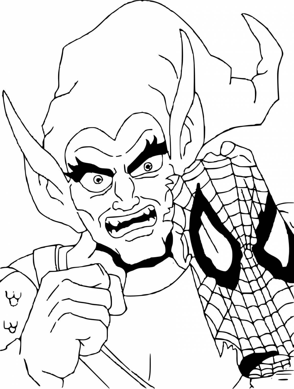 Drawing spiderman and goblin coloring book