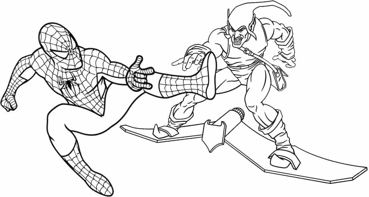 Coloring page incredible spider-man and goblin