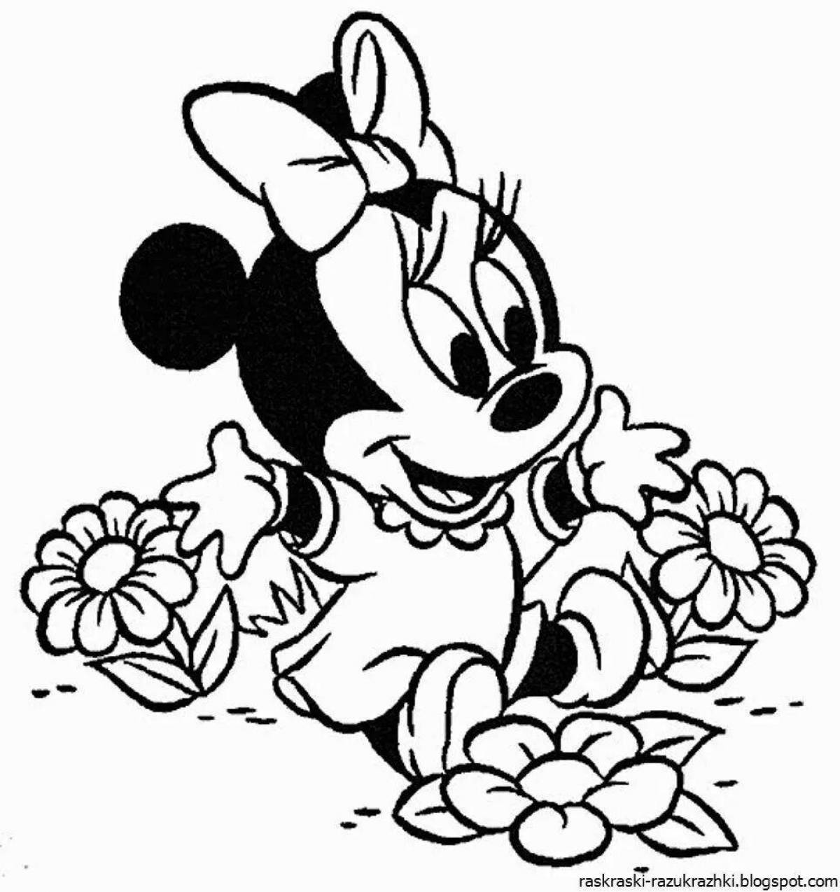Glittering Minnie Mouse Coloring Page