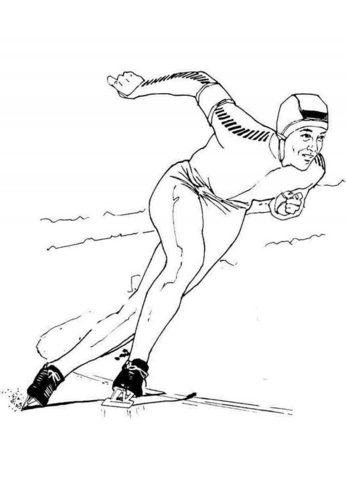 Color skating coloring page for kids