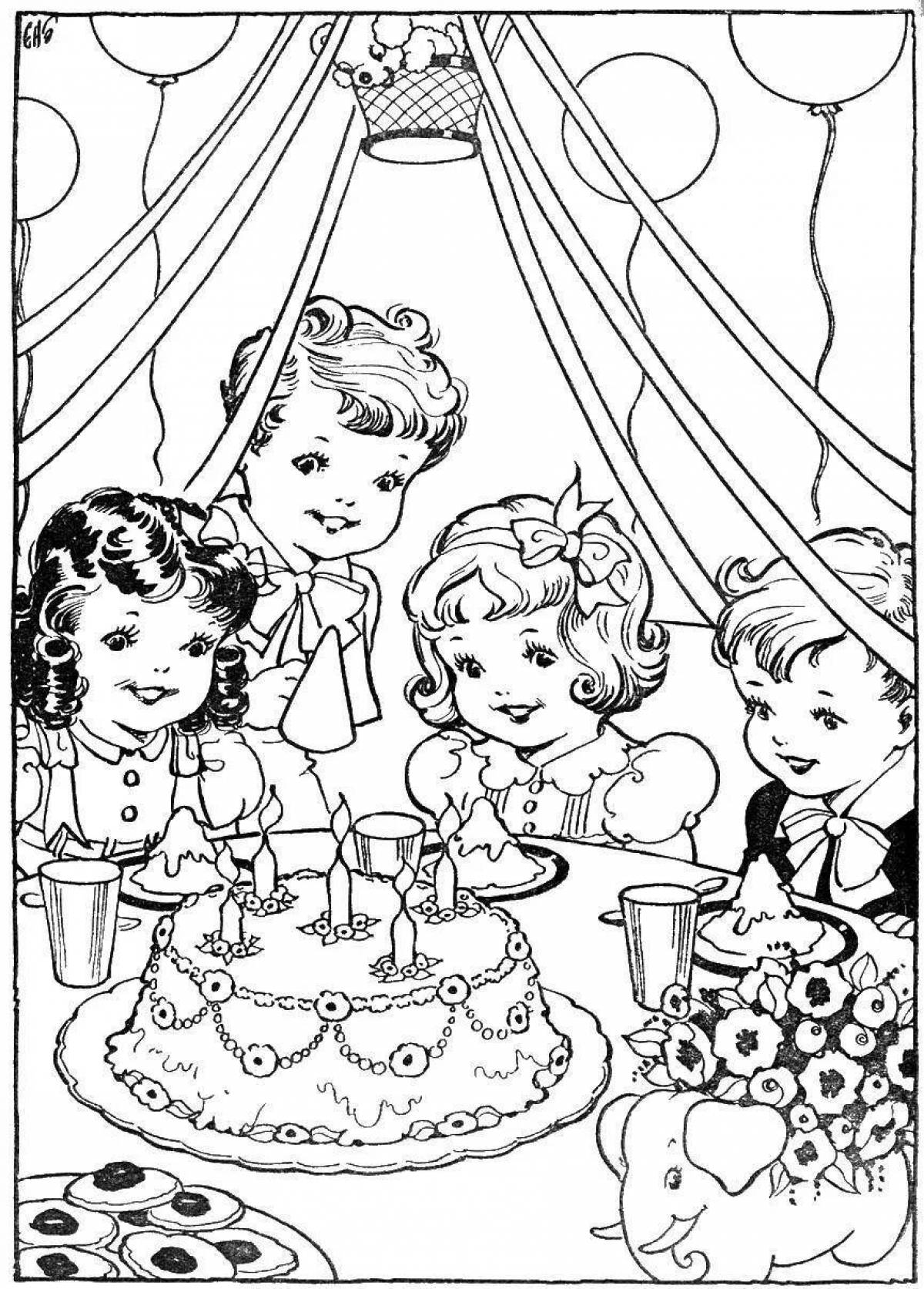 Coloring page cheerful festive table