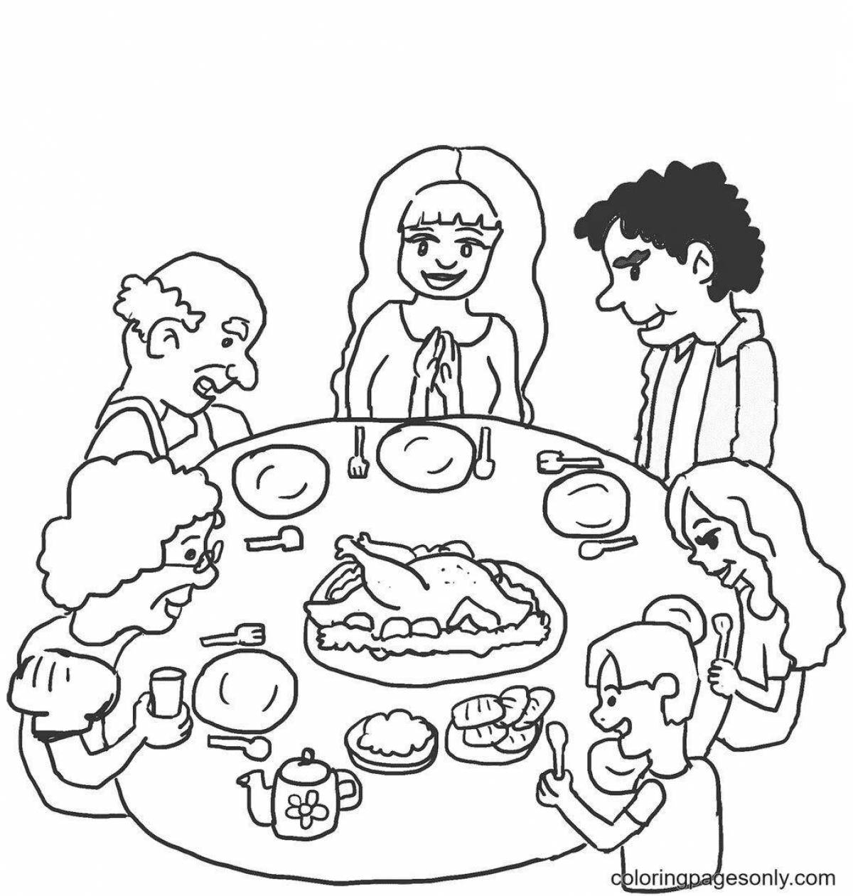 Children's holiday table coloring page