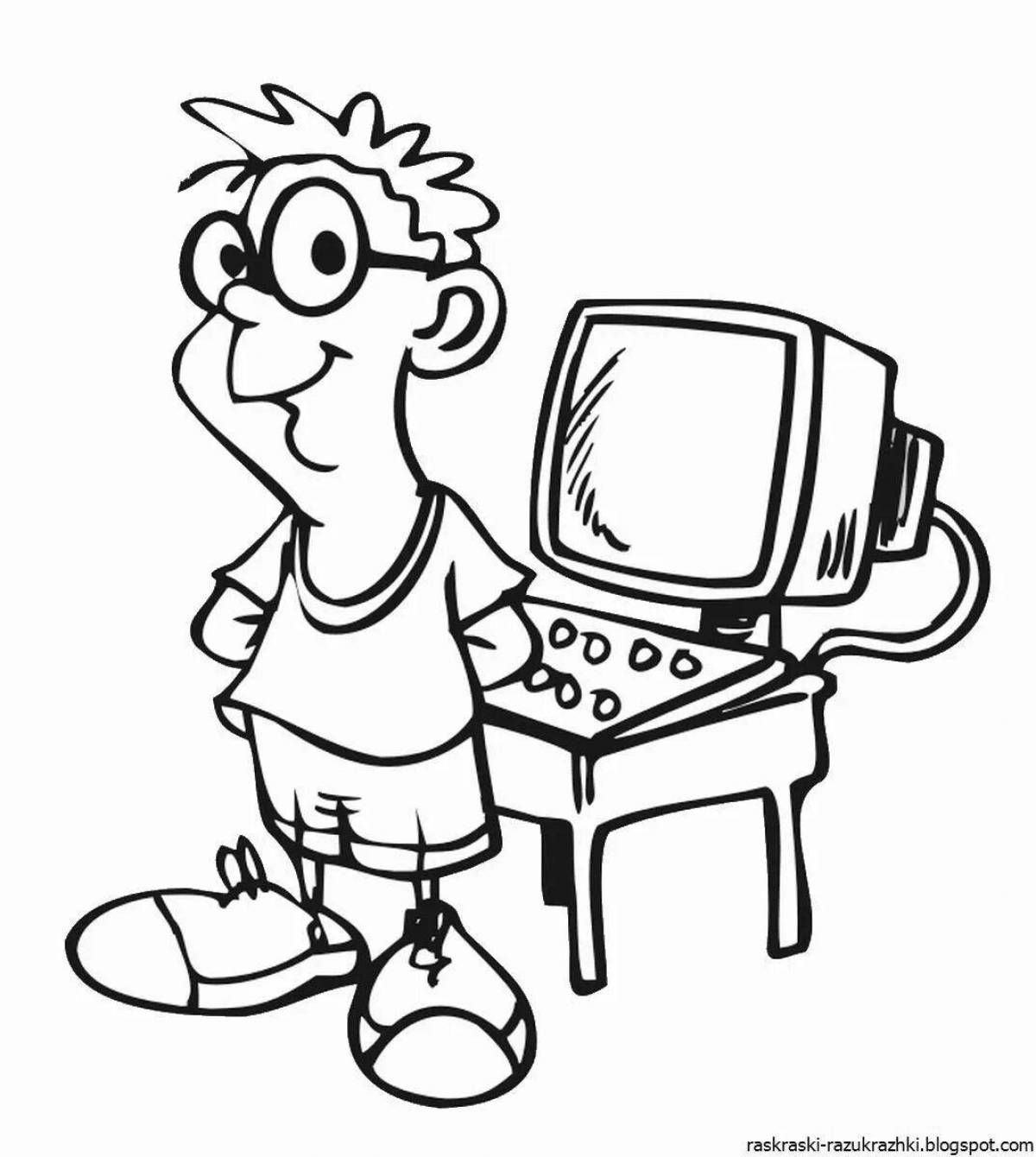 An interesting programmer coloring book for kids