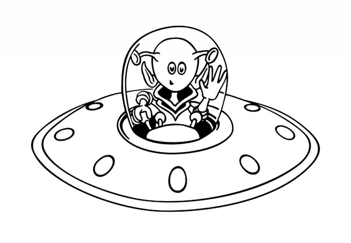 Adorable flying saucer coloring book for kids