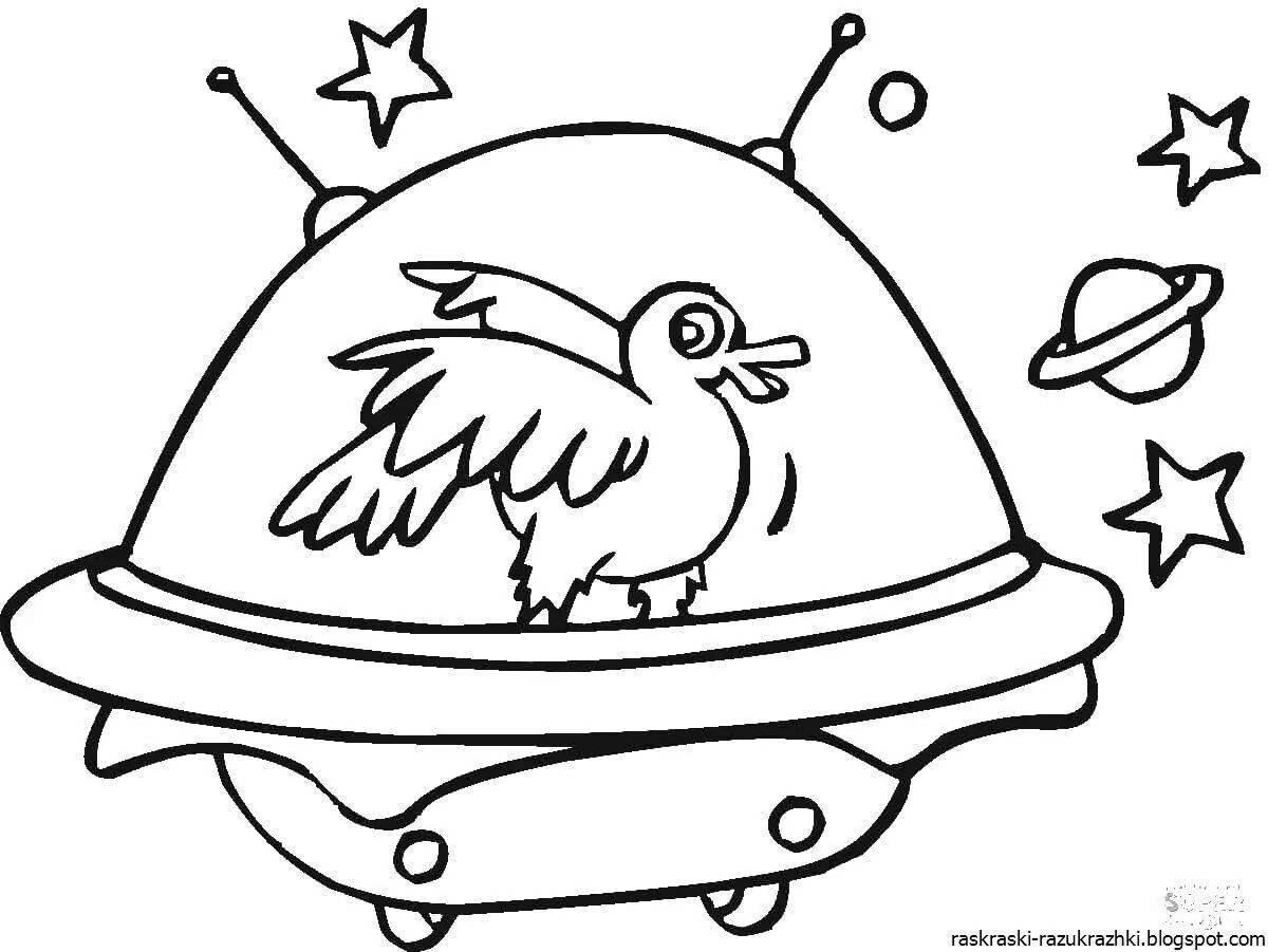 Flying saucer color-frenzy coloring for kids
