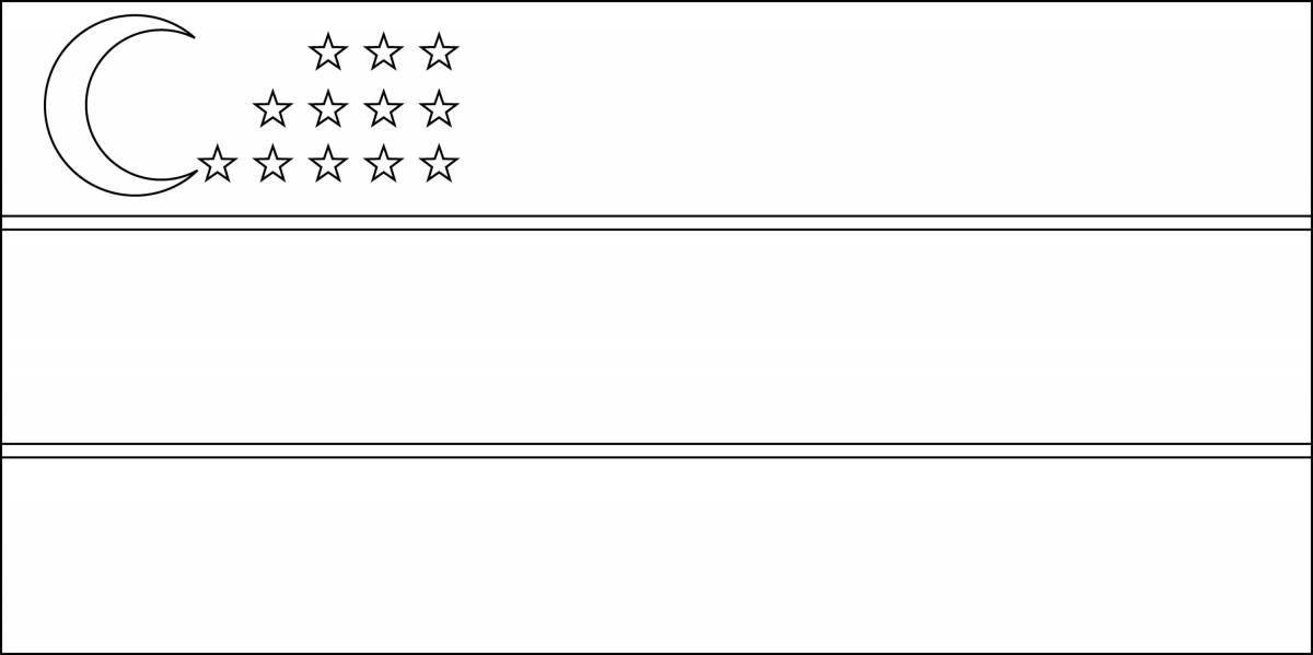 Прекрасная страница раскраски флага узбекистана для детей
