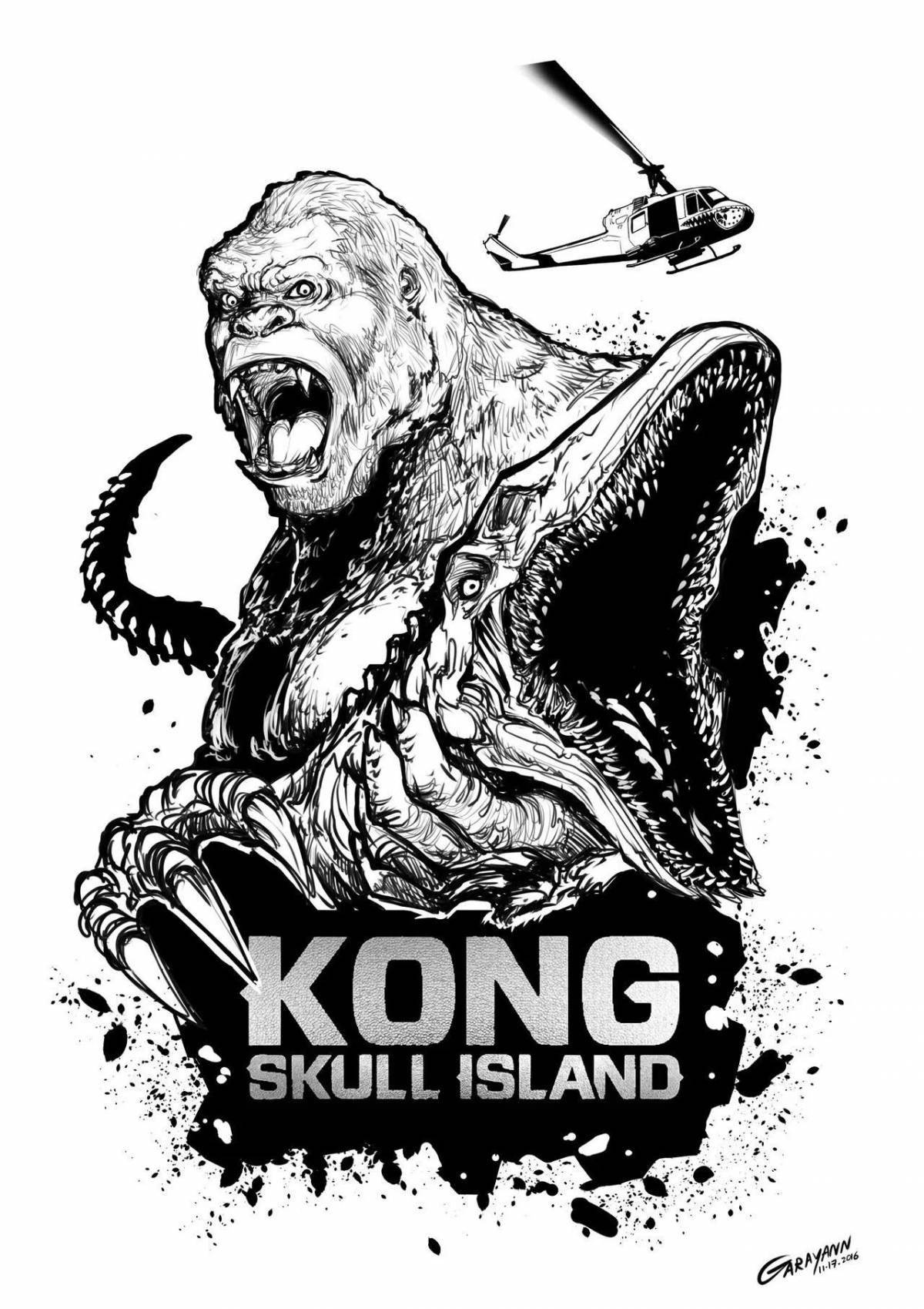 Впечатляющая раскраска остров черепа кинг-конга