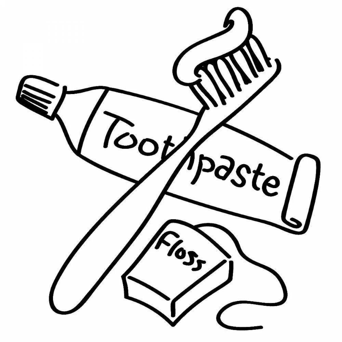 Adorable toothpaste coloring book for kids