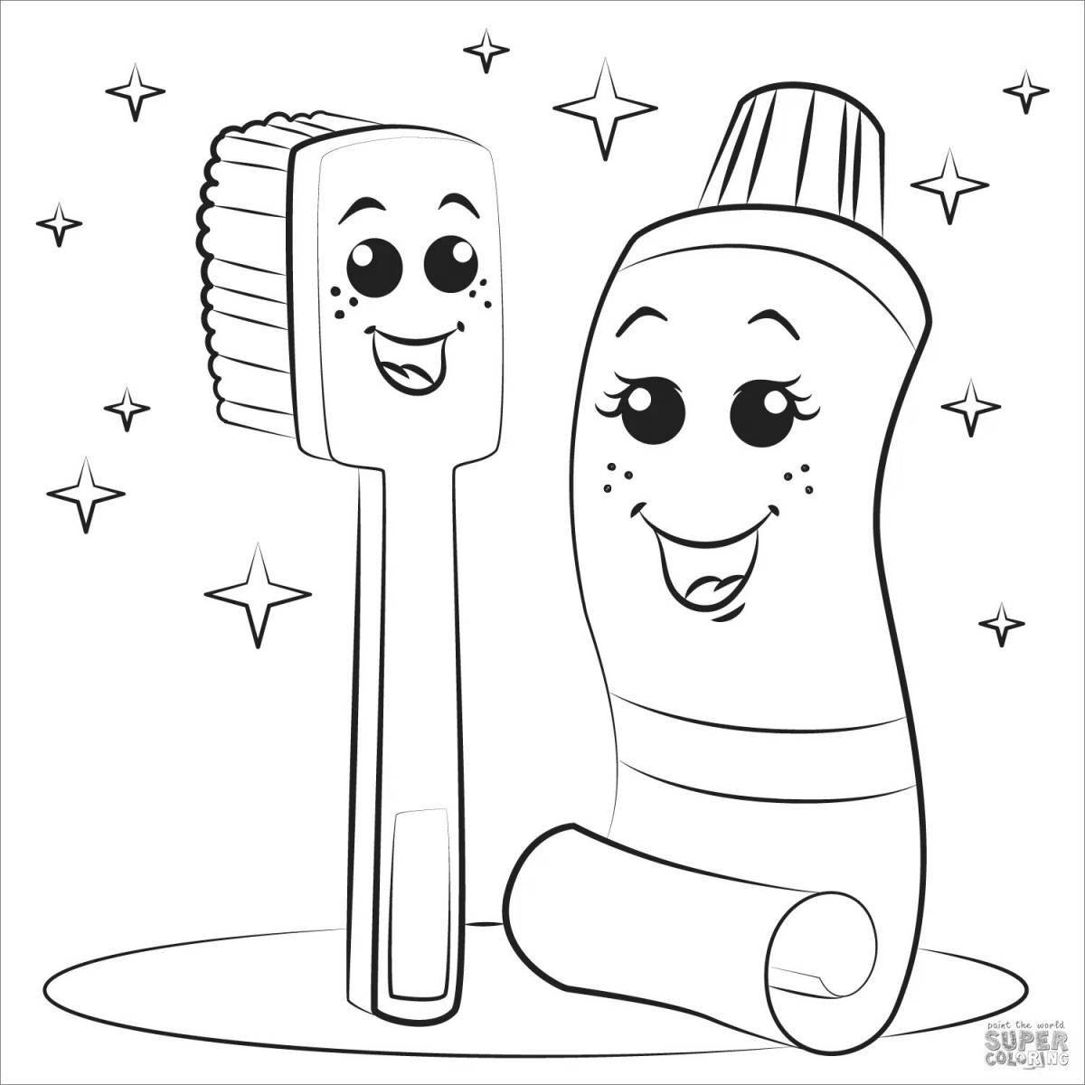 Twinkling coloring page toothpaste for children