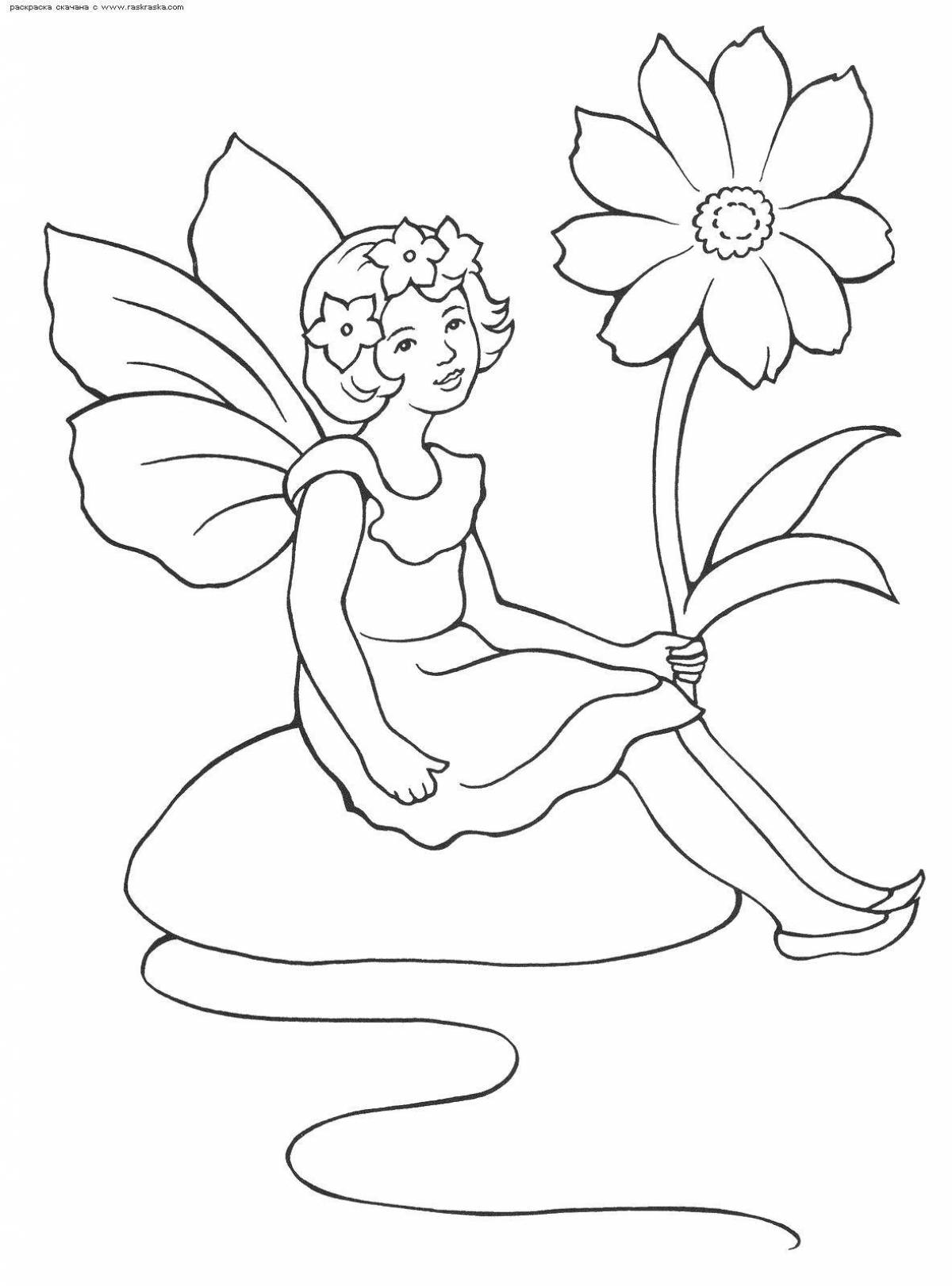 Adorable stone flower coloring book for kids