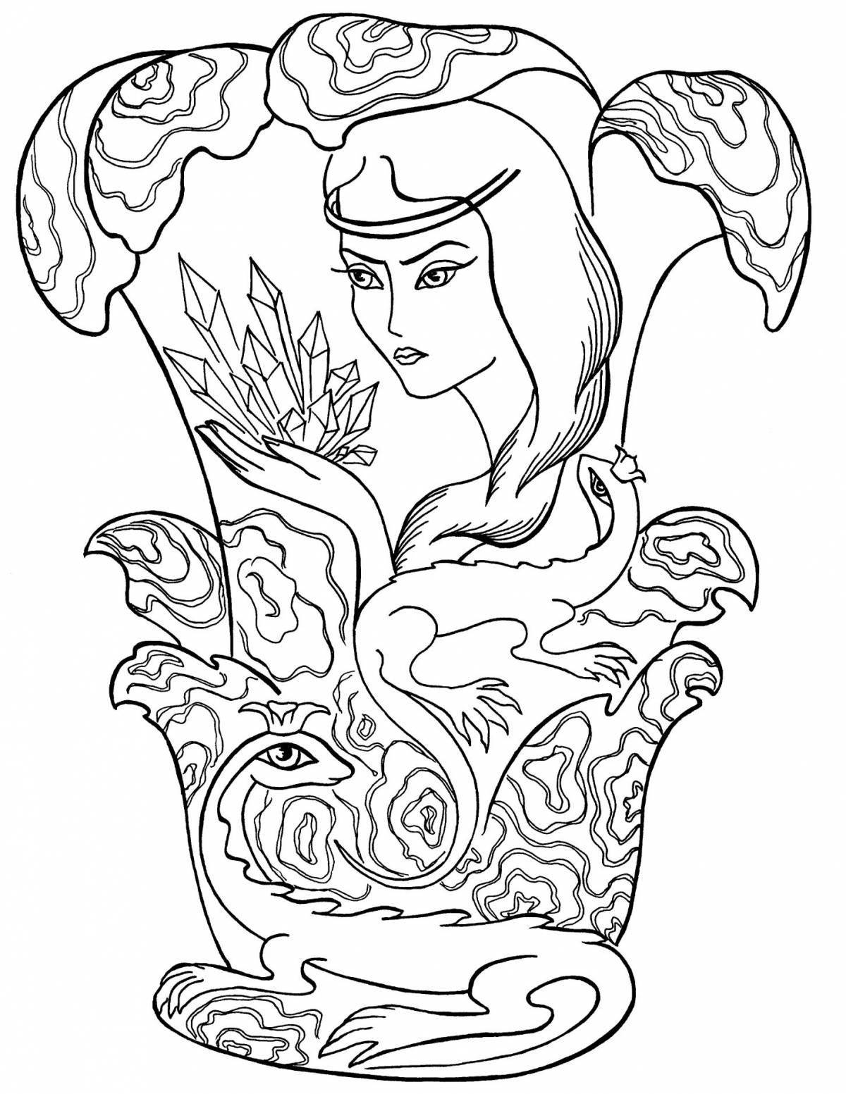 Striking stone flower coloring page for kids