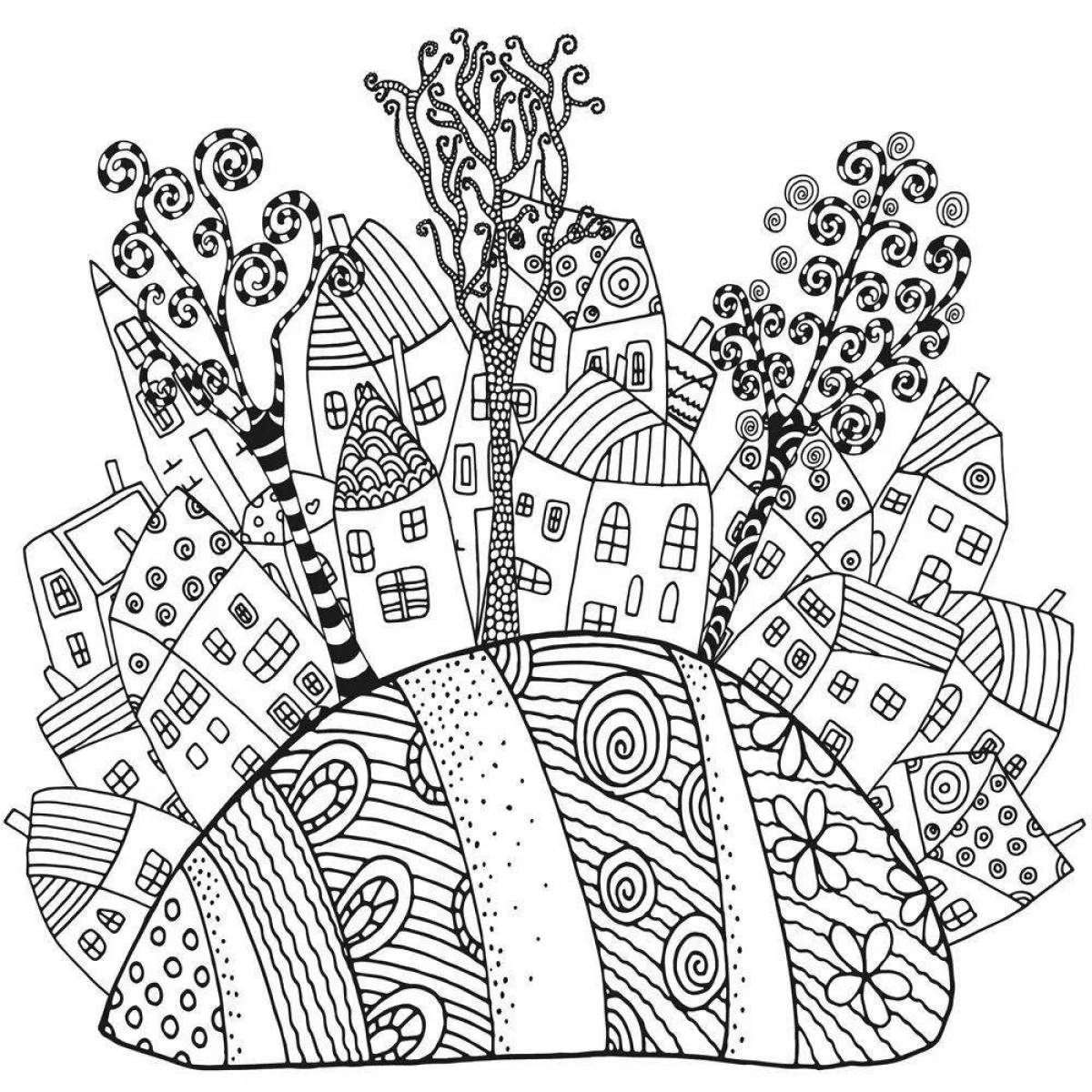 Serene coloring page relax magic cities of the world