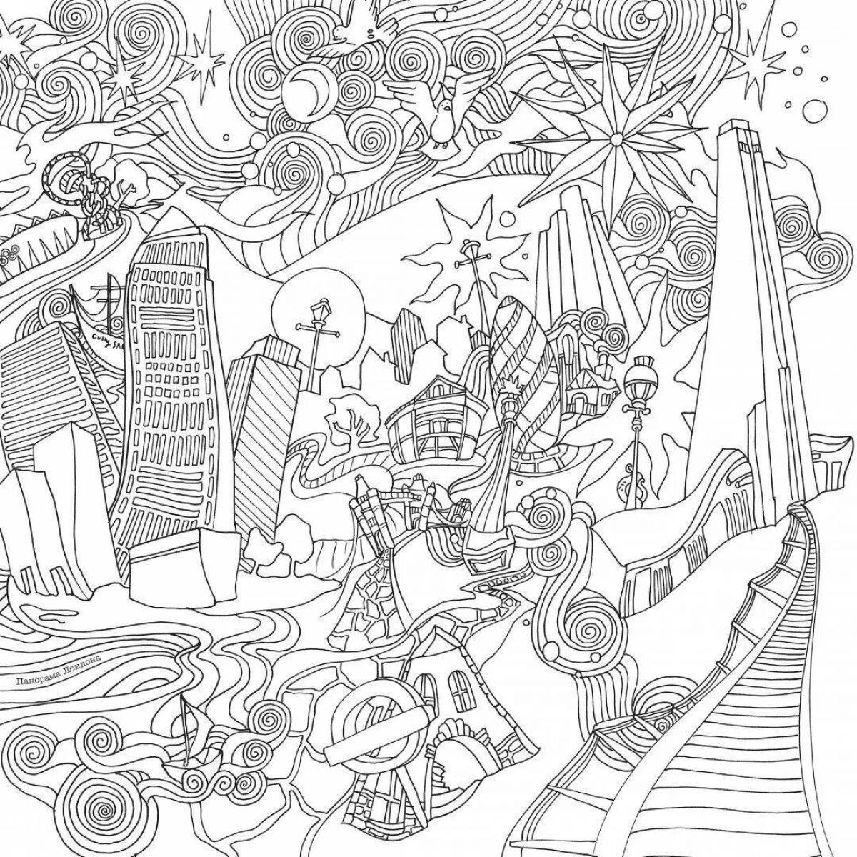 Amazing coloring book relax magical cities of the world