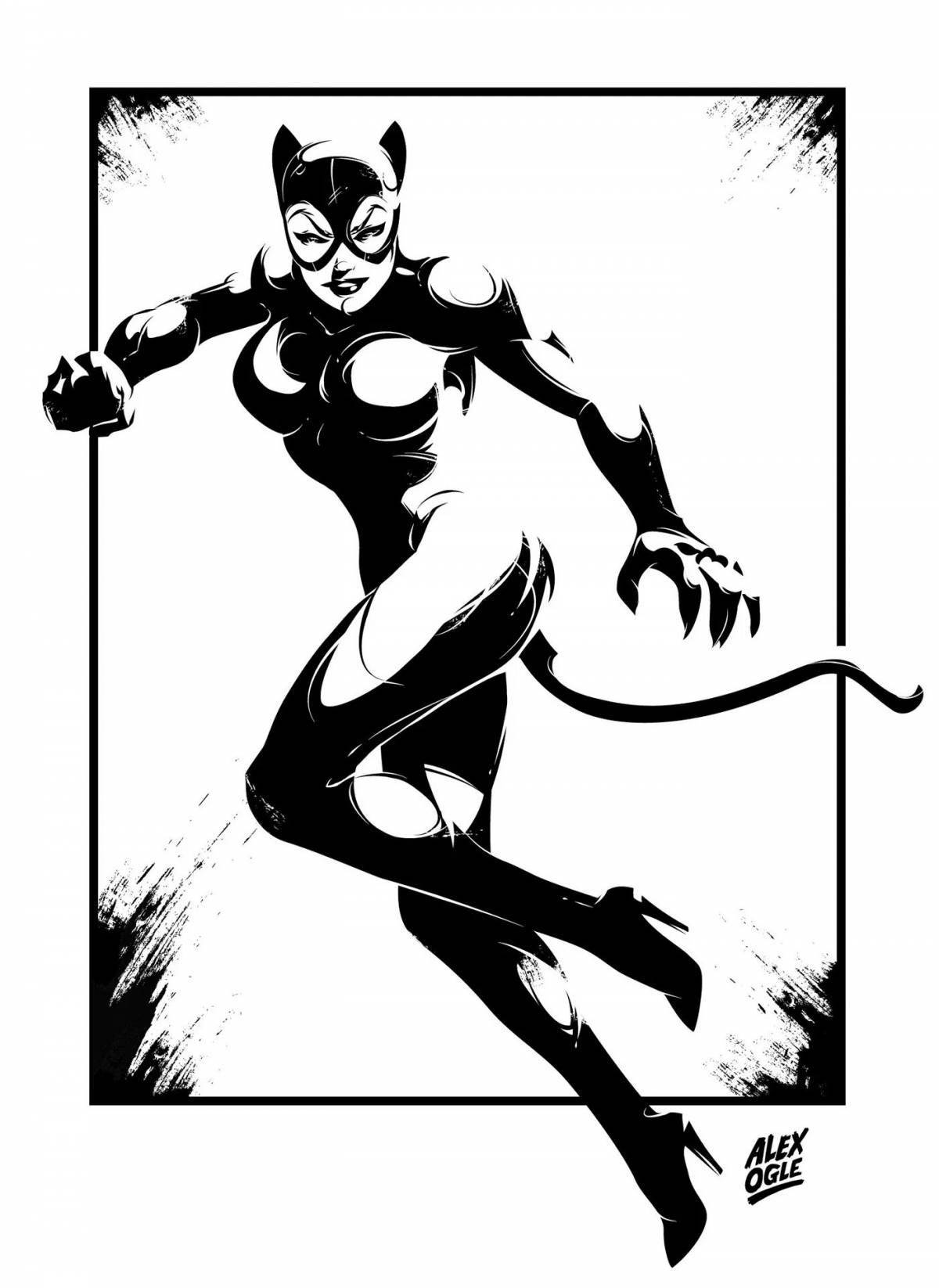 Динамичная раскраска бэтмен и женщина-кошка