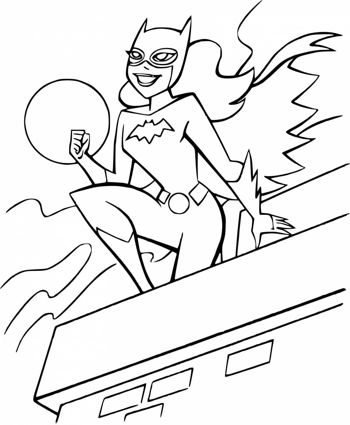 Coloring page glowing batman and catwoman
