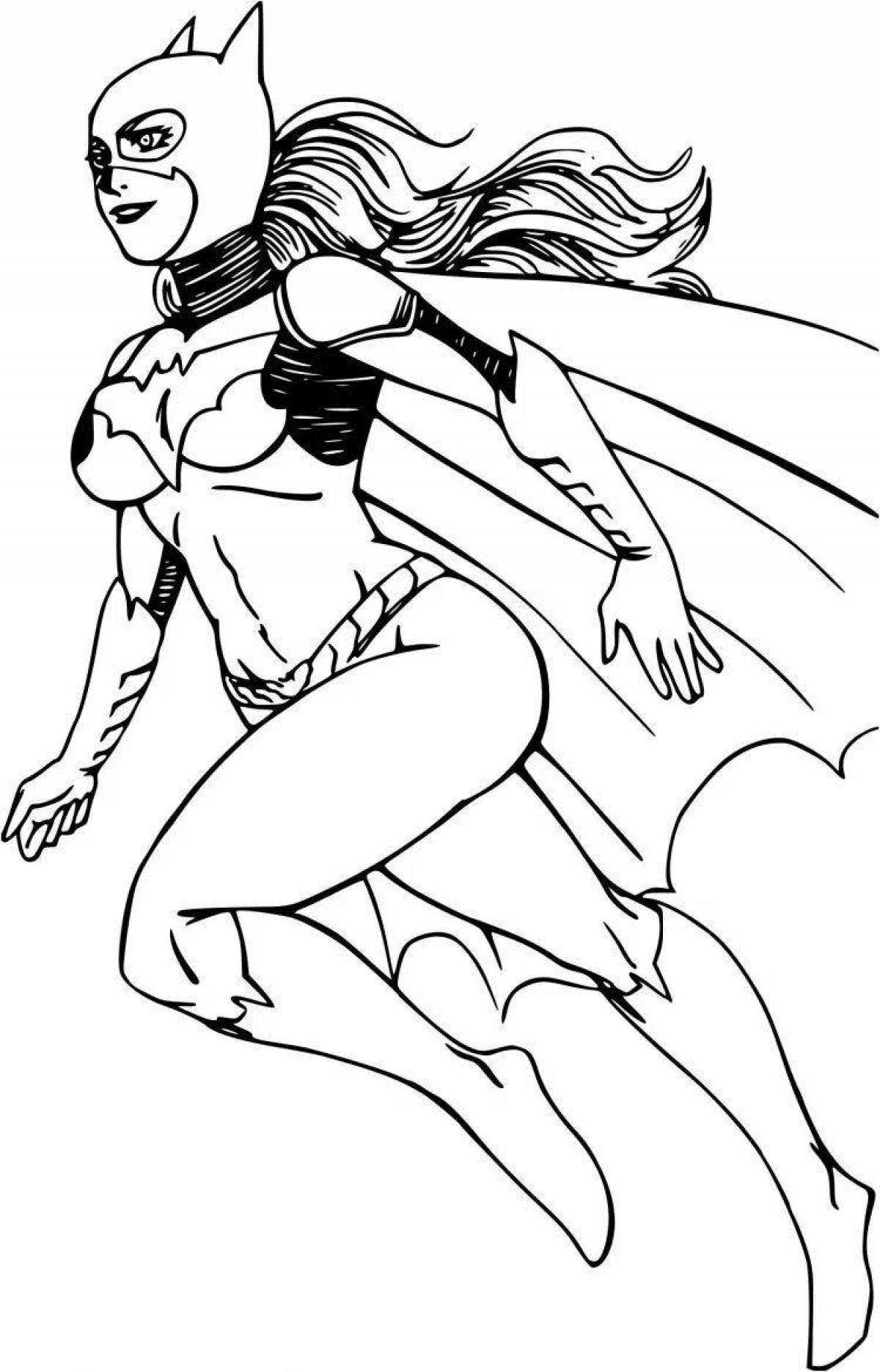 Coloring book shiny batman and catwoman