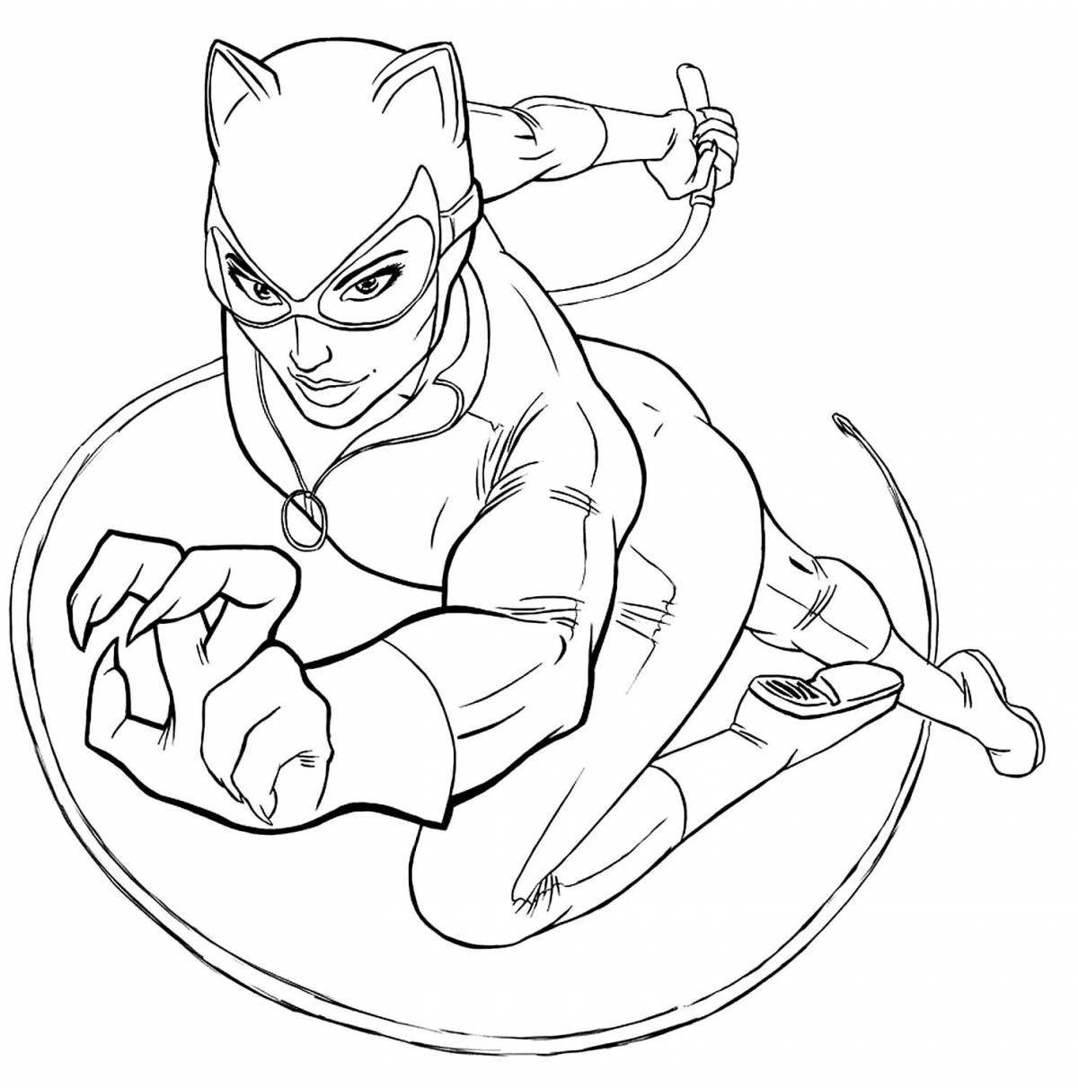 Раскраска сказочный бэтмен и женщина-кошка