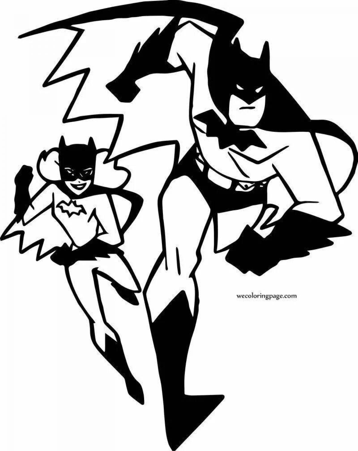 Coloring book bright batman and catwoman