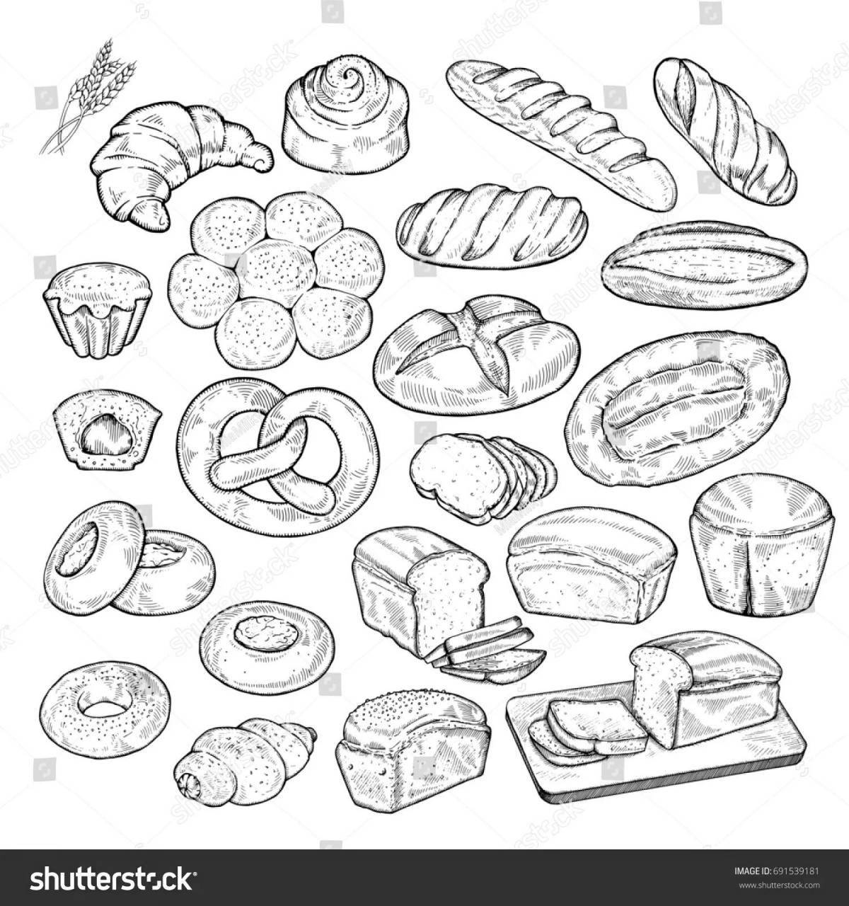 Colorful flour products coloring pages for children