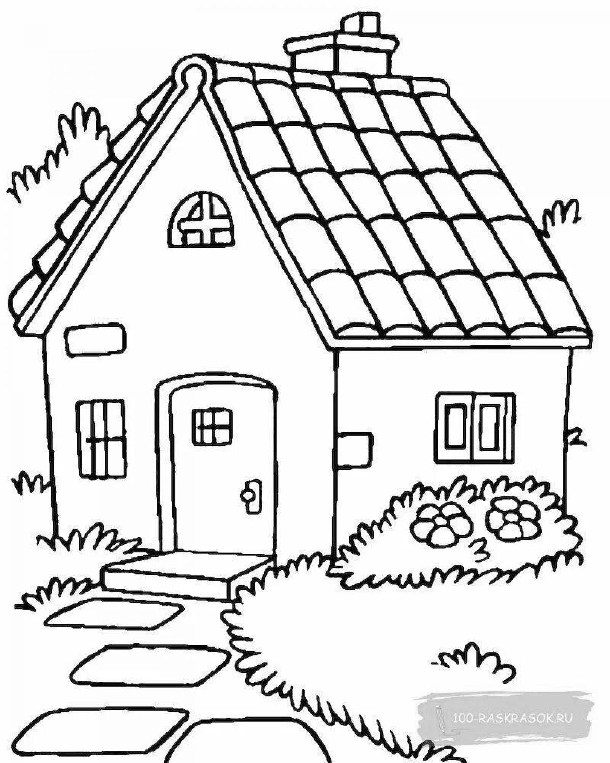 Coloring page magic village house for kids