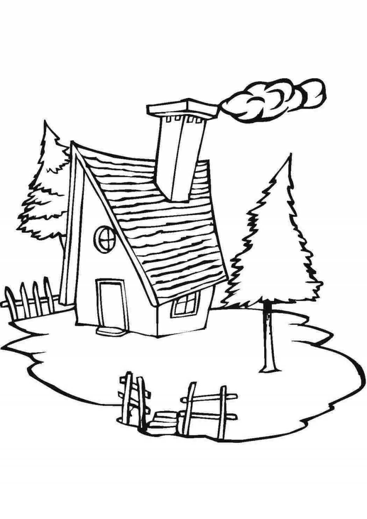 Shiny country house coloring for kids