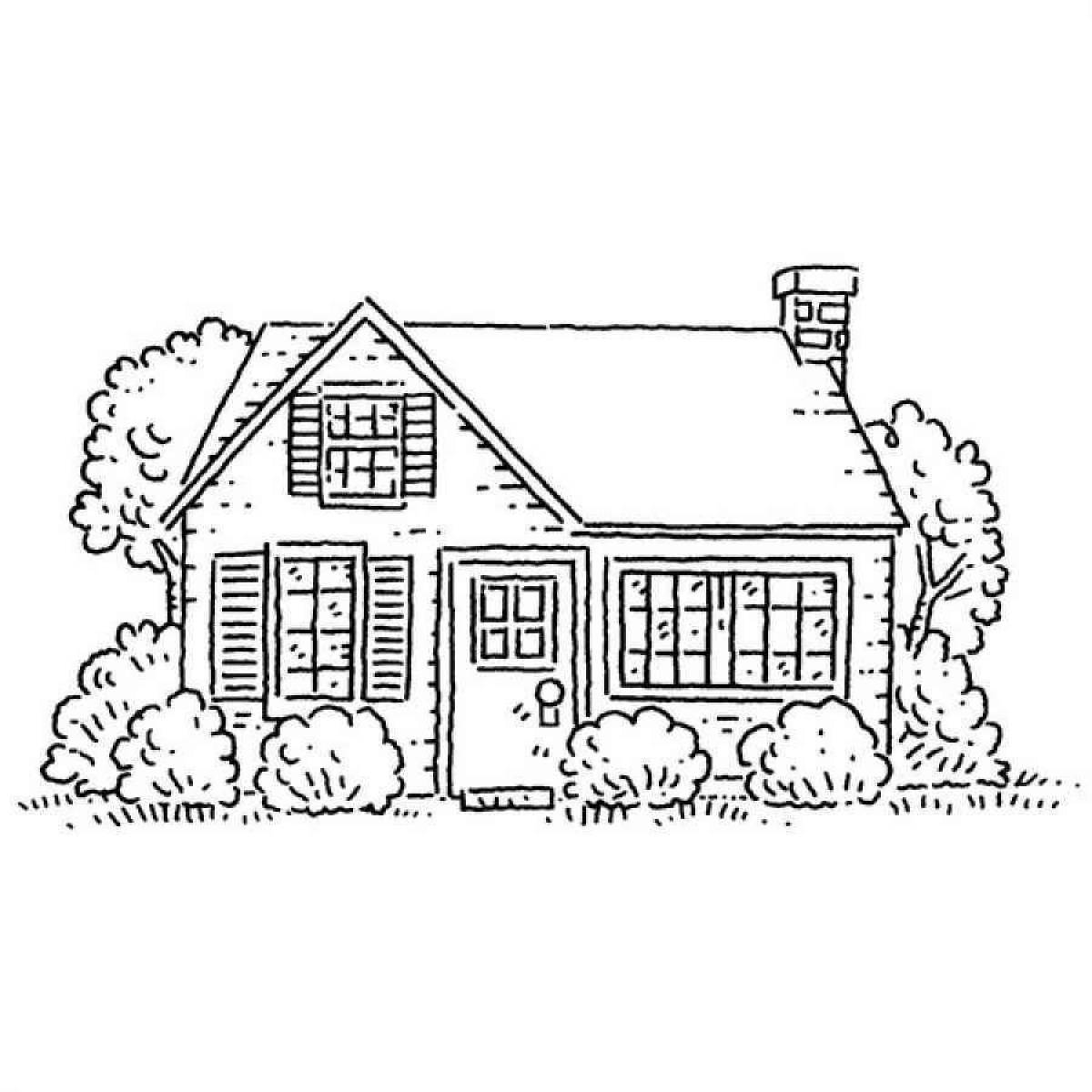 Coloring book for kids joyful country house