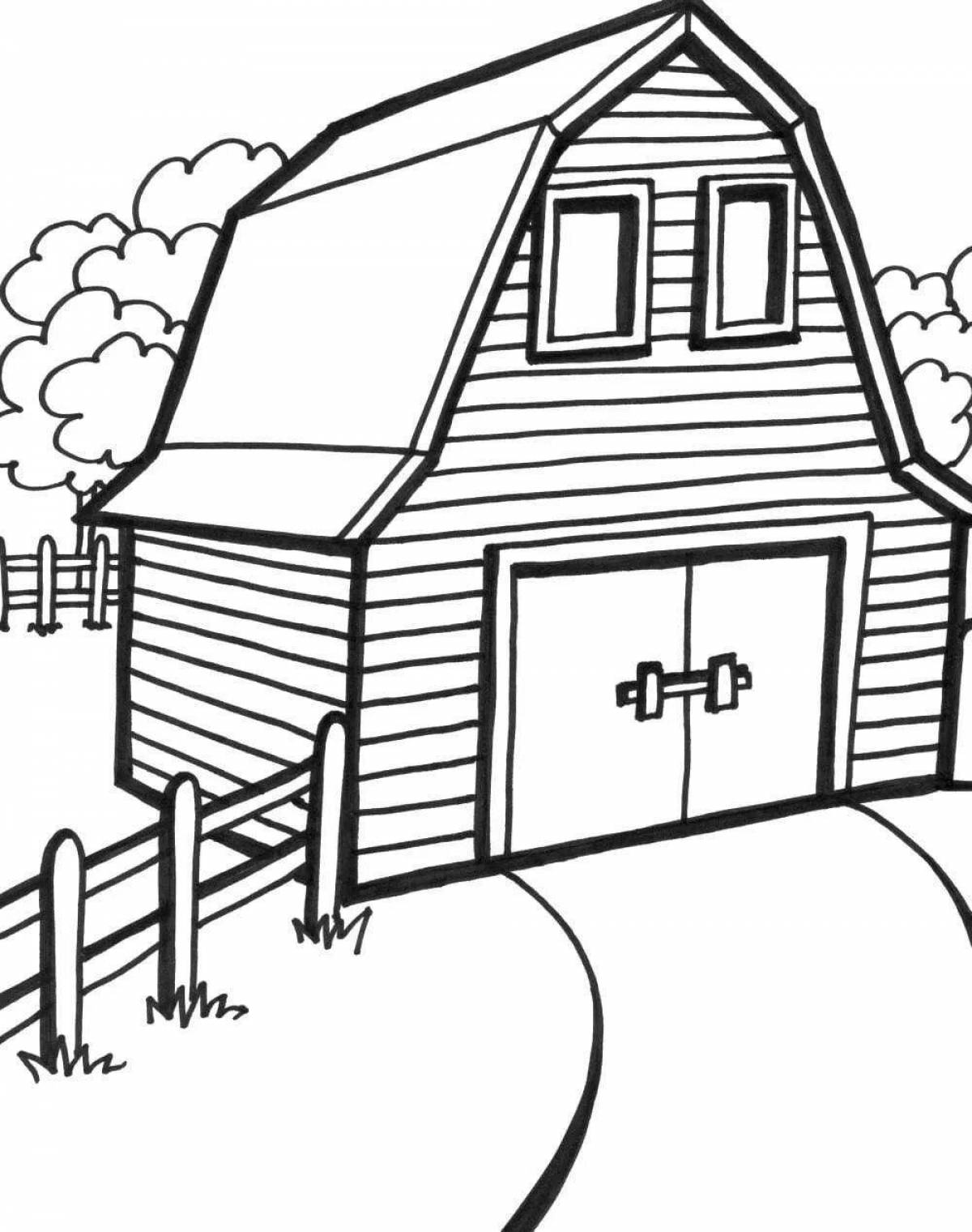 Coloring page quaint country house for kids