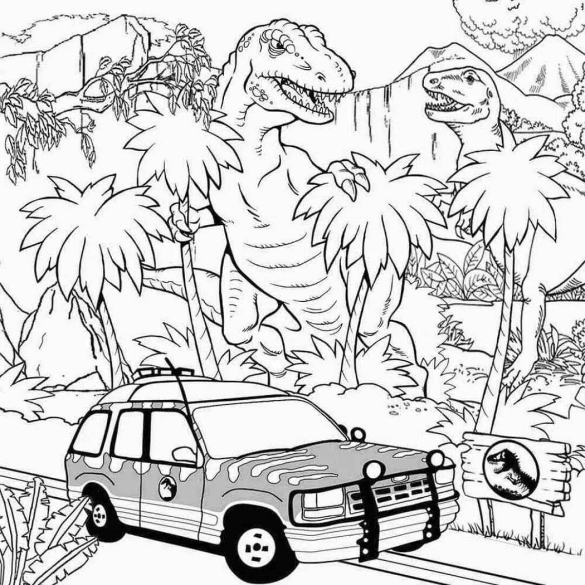 Jurassic fantasy world coloring book